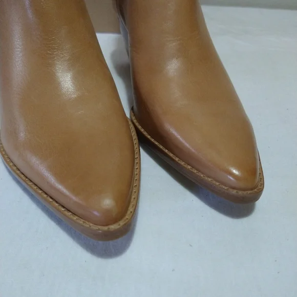 Matisse Tan Elevation Leather Stacked Heel Booties - Picture 14 of 14